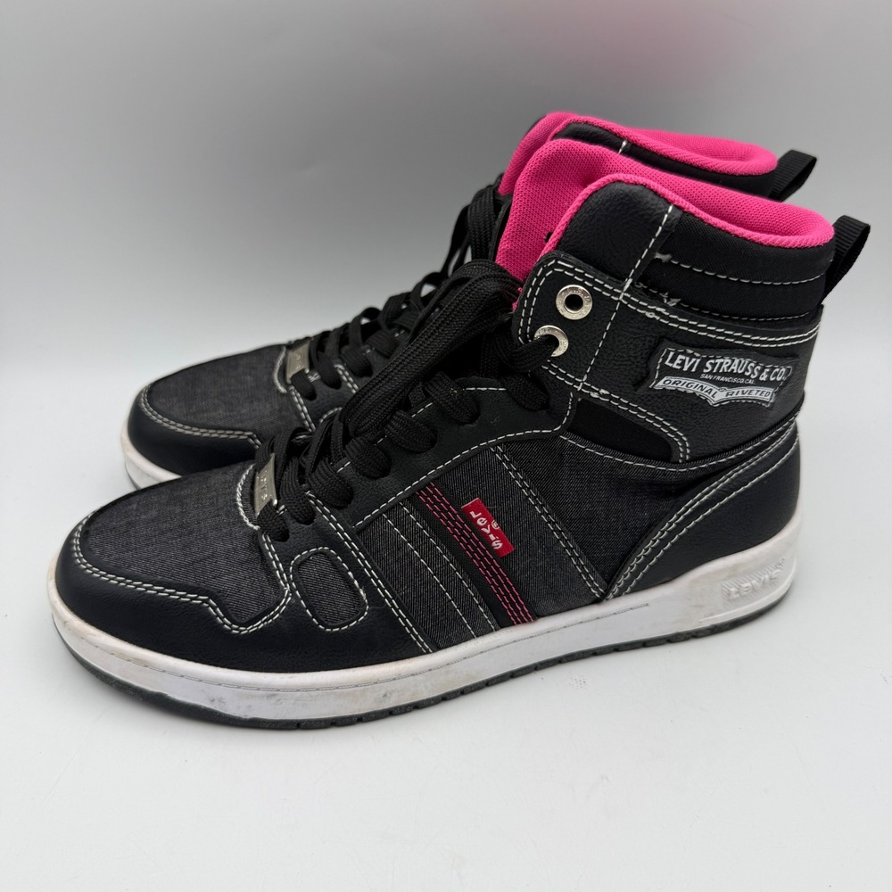 Levi Strauss & Co High Top Sneakers Womens 7.5 Black Pink Denim 52983357A-WOM